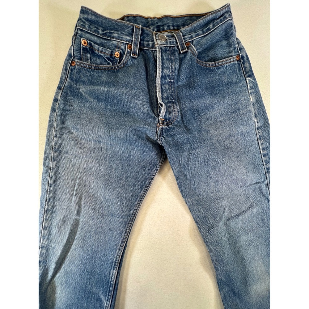 Vintage Levis 501 Women High Rise Straight Leg Blue Denim Jeans W28 L30 Mexico - Picture 6 of 9